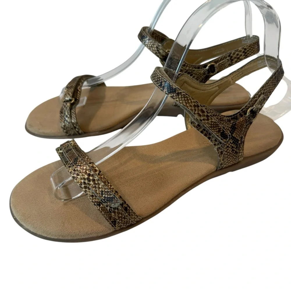 Aerosoles Snake Print  Cushioned Brown Black  Ankle Strap Open Toe‎ Sandals 7.5